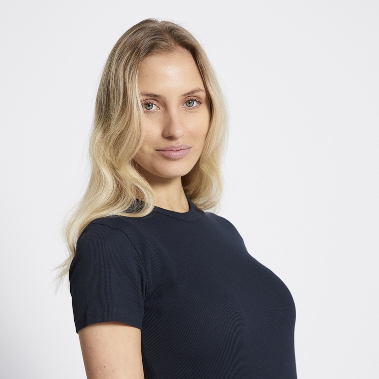 Rib tee "Alvia Rib Top" Dark Blue